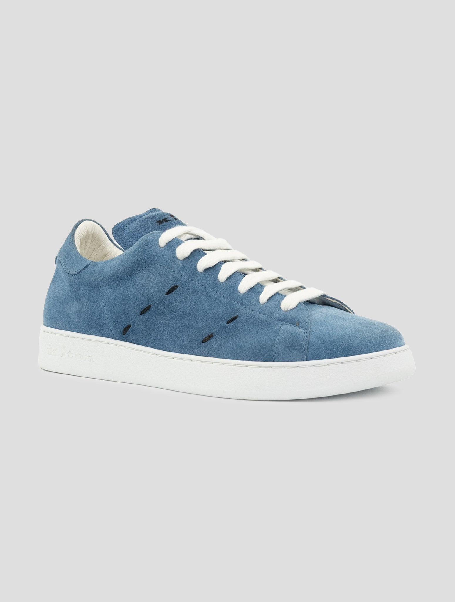 Kiton Light Blue Leather Suede Sneakers