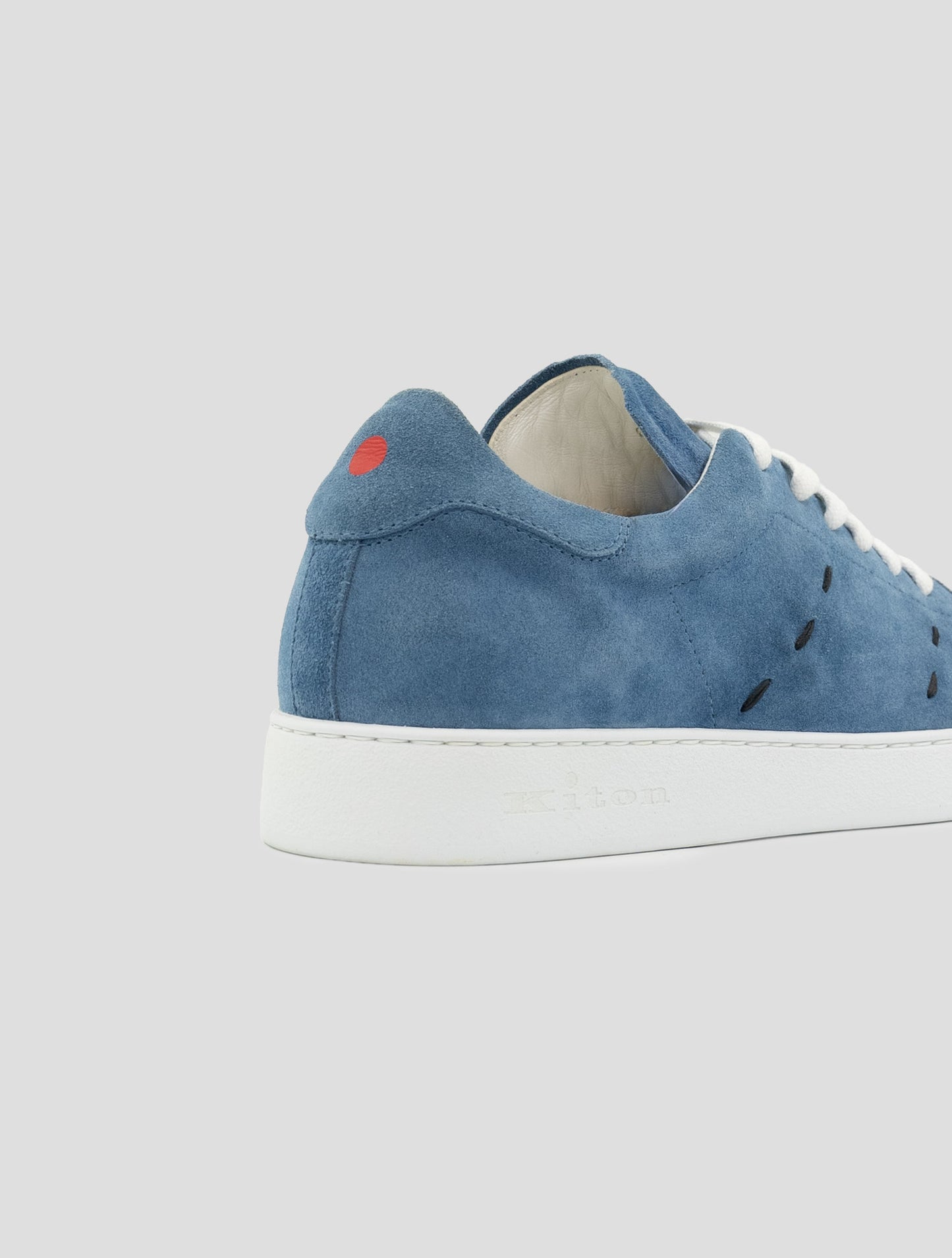Kiton Light Blue Leather Suede Sneakers