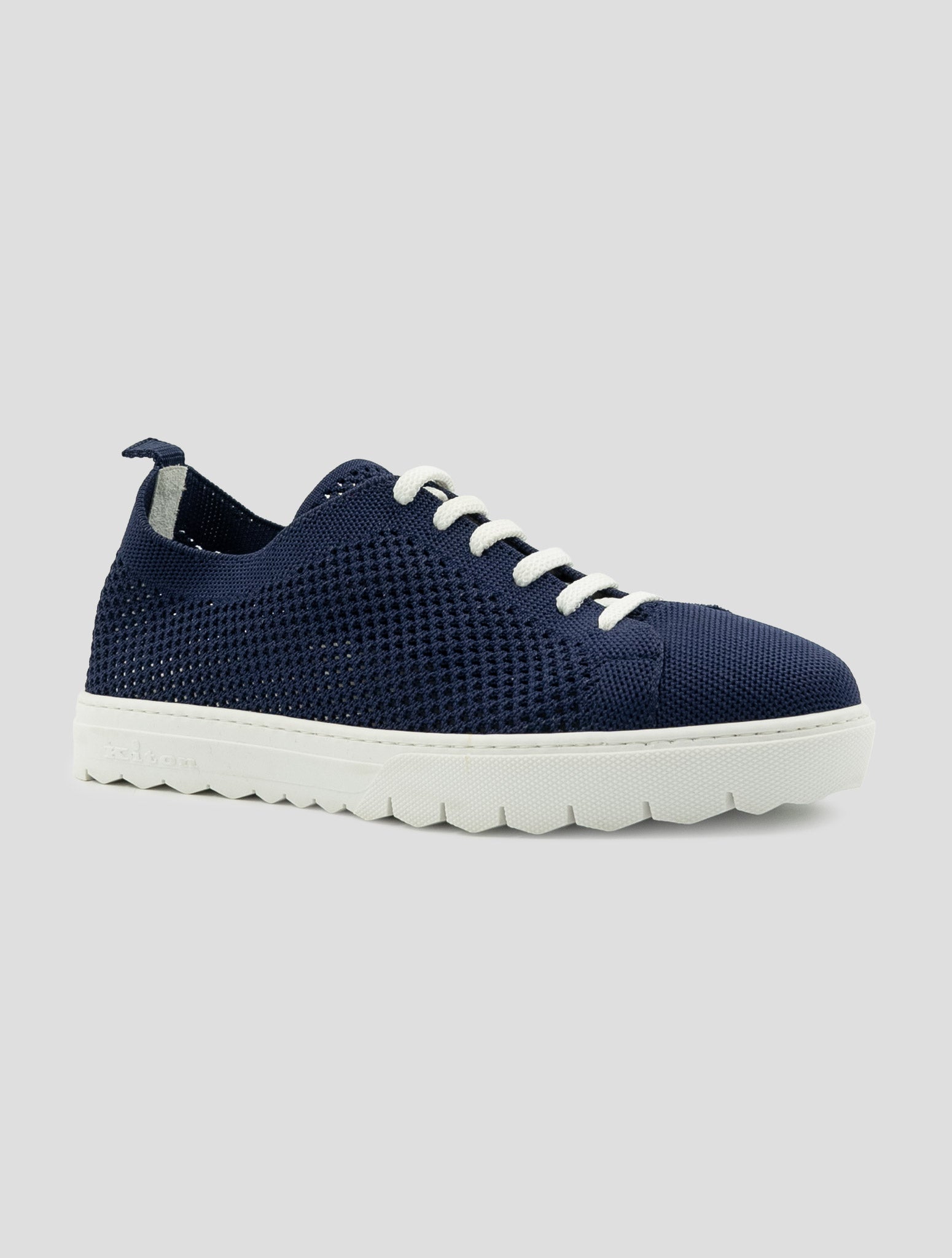 Kiton Blue Cotton Ea Sneakers