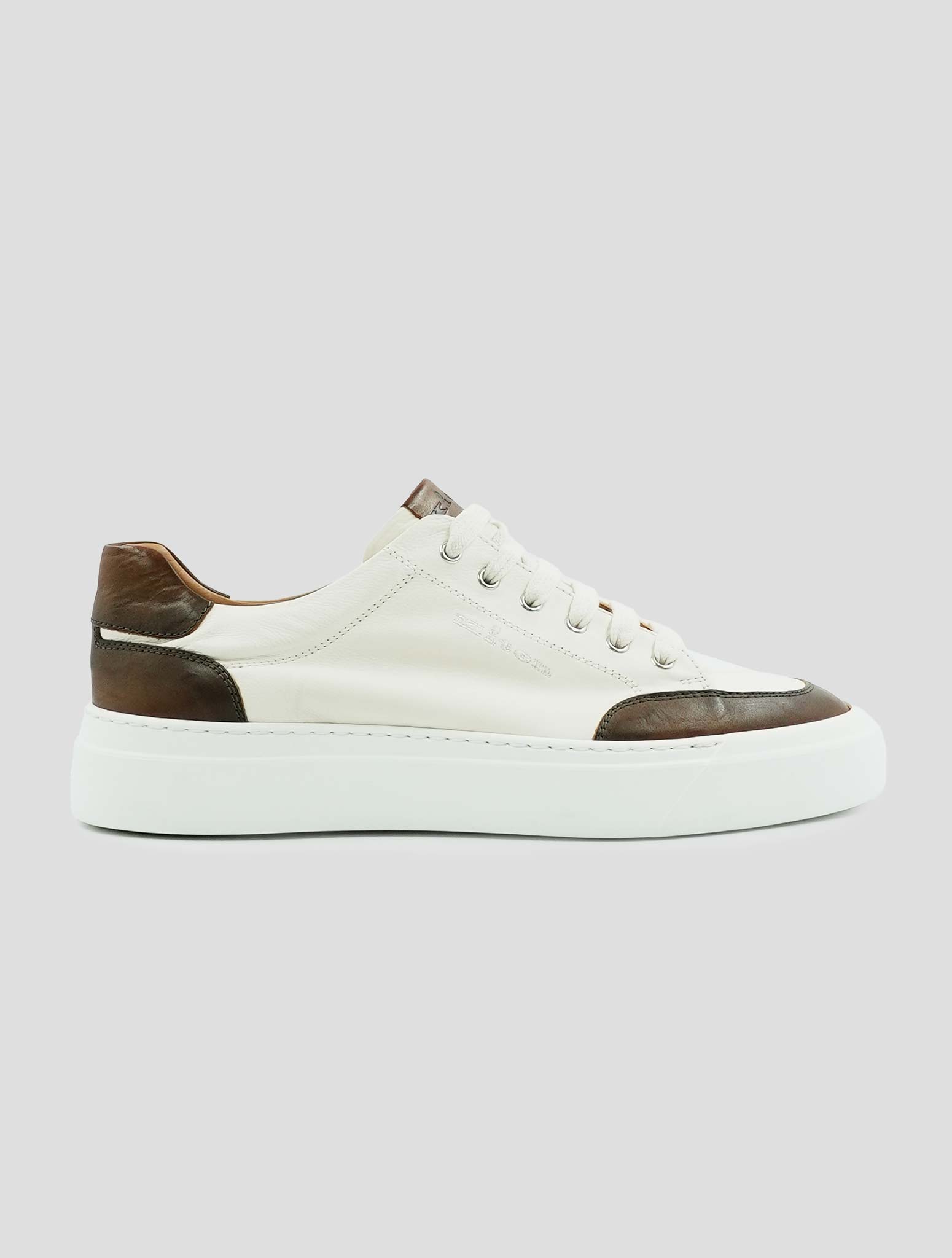 Kiton Brown Beige Leather Sneakers