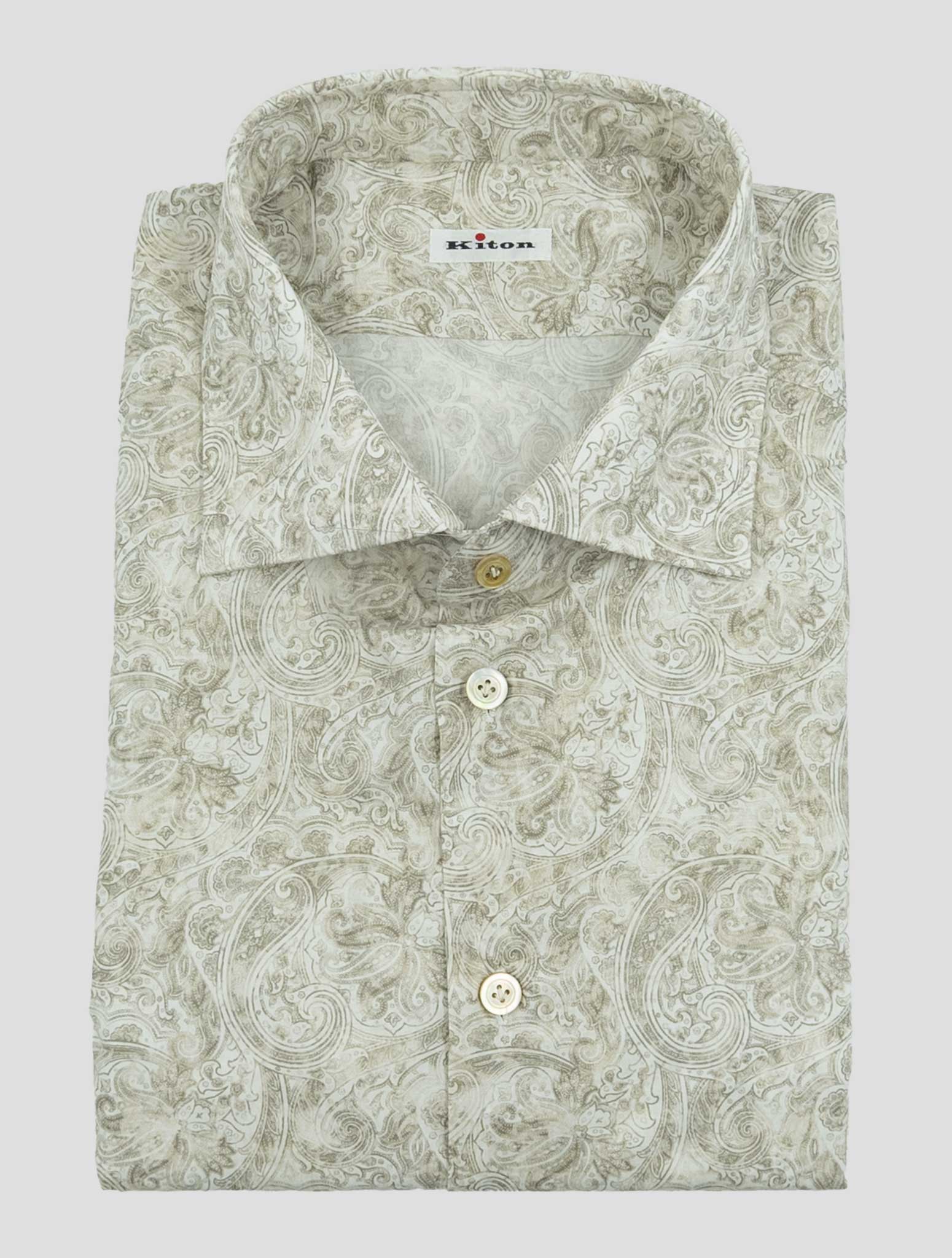 Kiton Beige White Cotton Ea Shirt