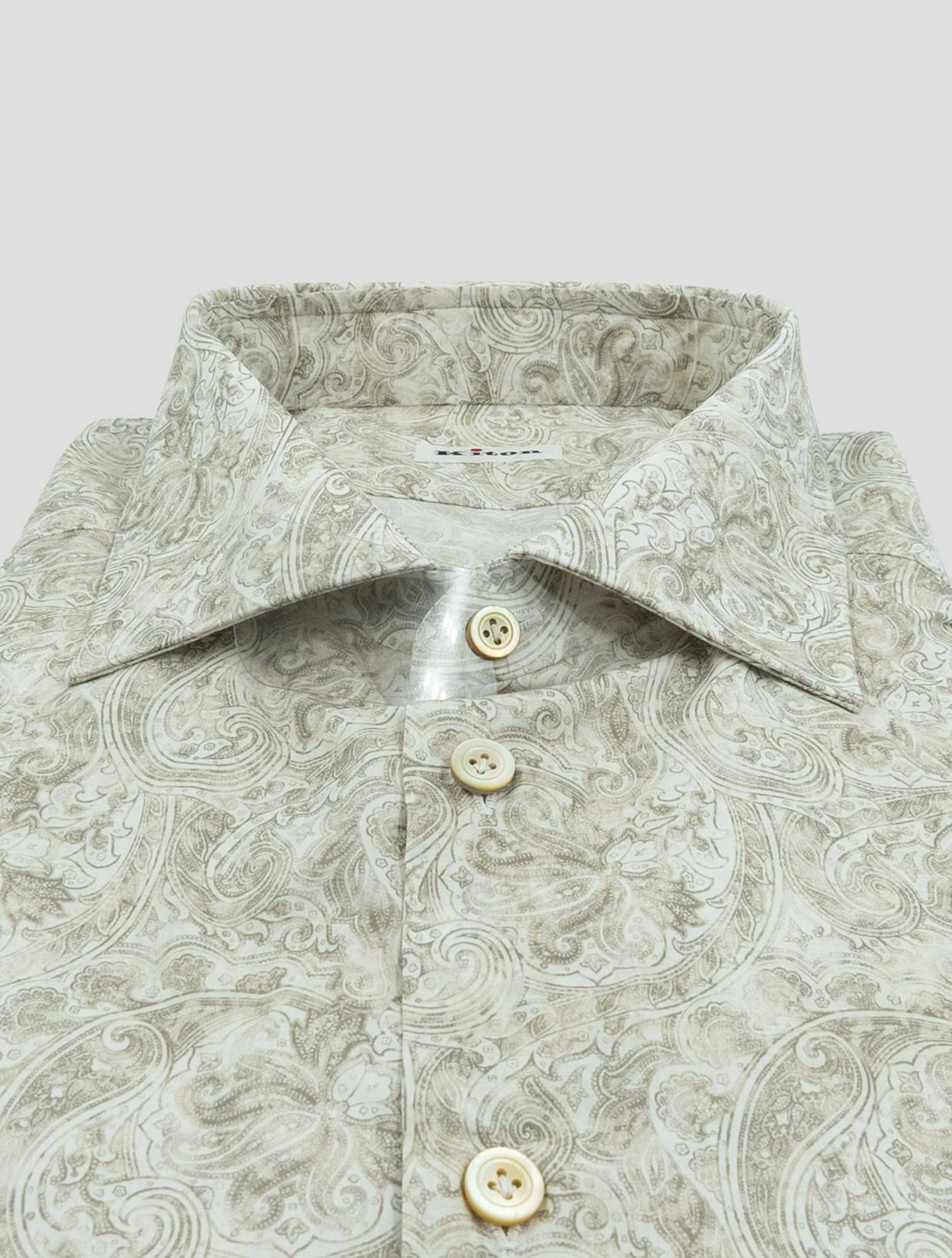 Kiton Beige White Cotton Ea Shirt