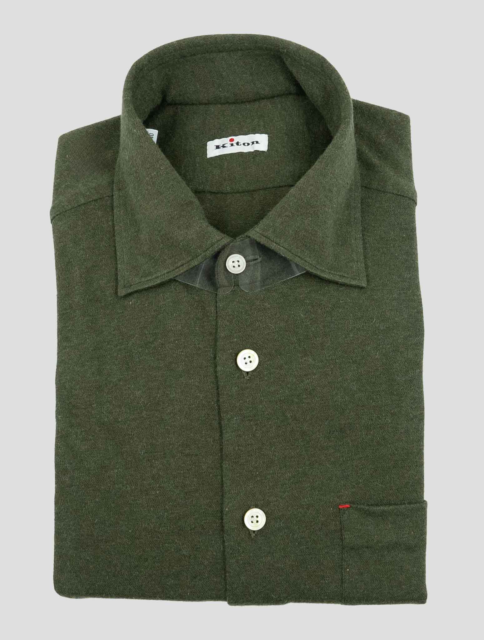 Kiton Green Cotton Cashmere Shirt