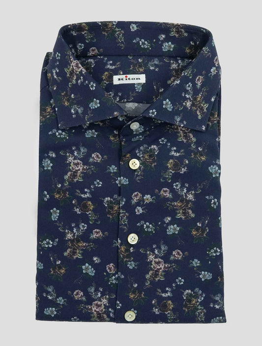 Kiton Blue Wool Shirt