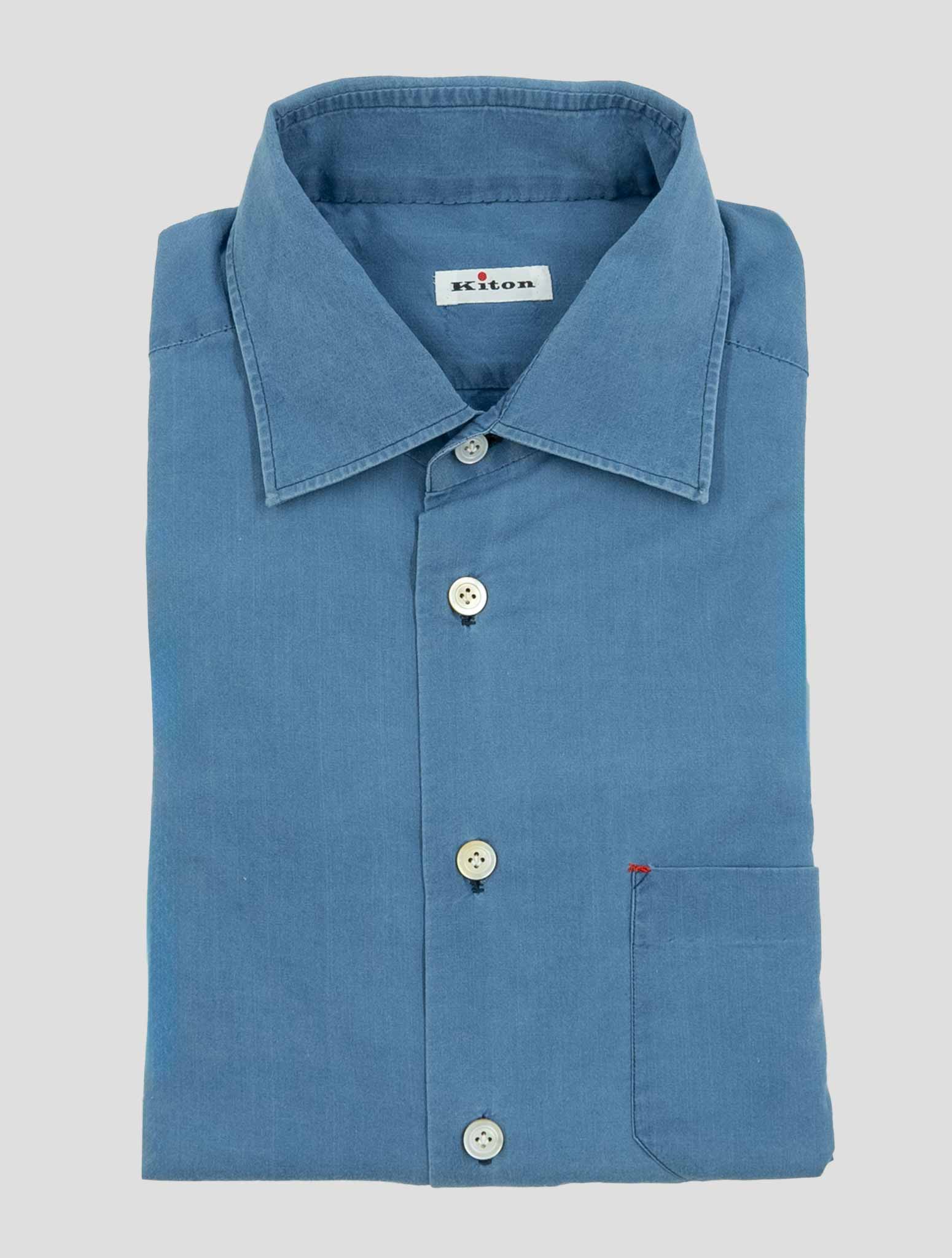 Kiton Blue Cotton Shirt