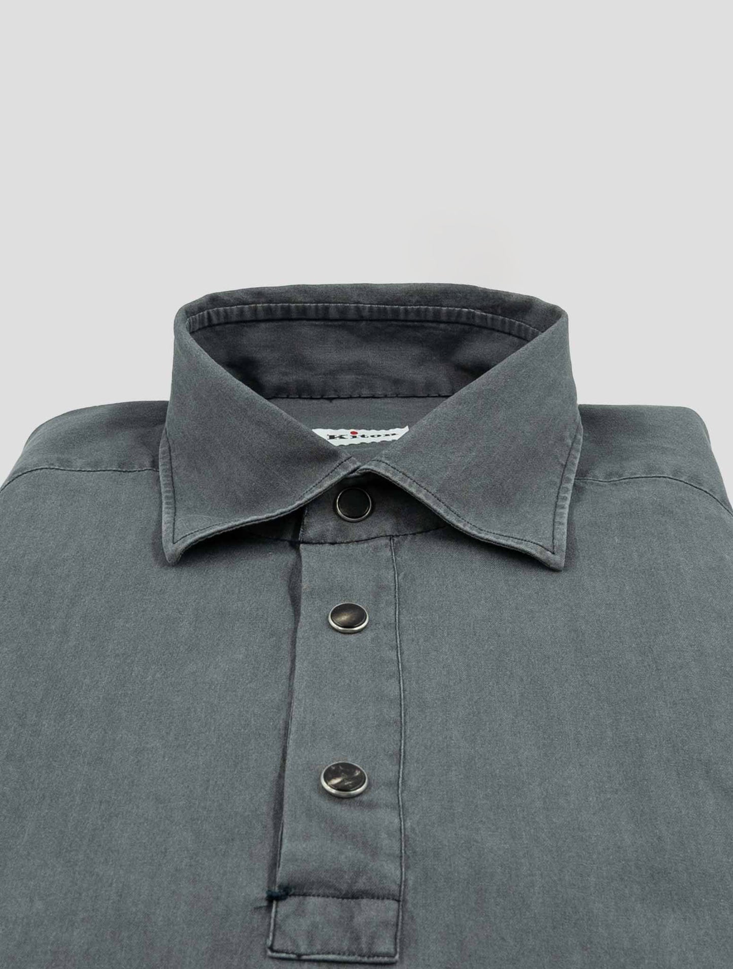 Kiton Gray Cotton Polo Shirt