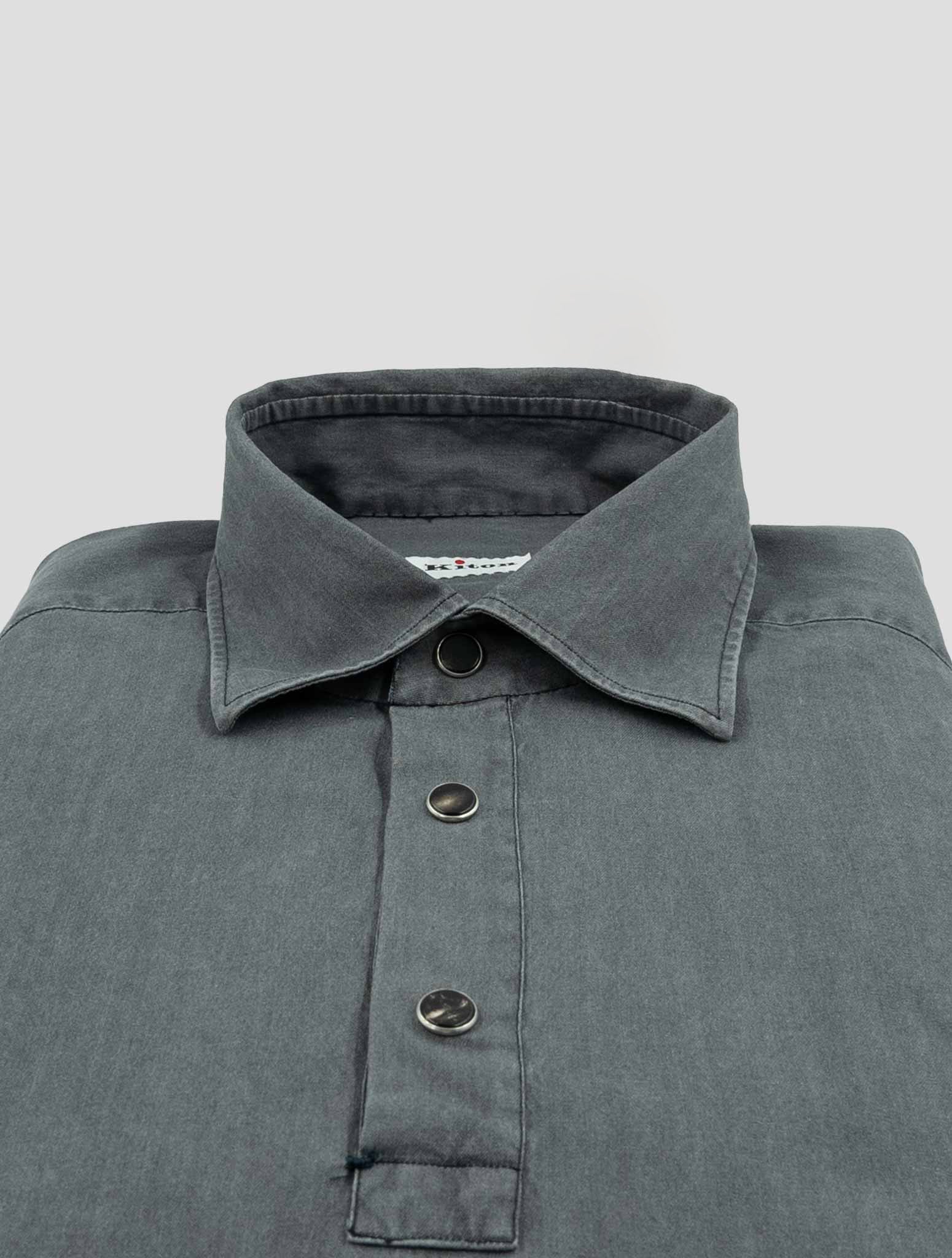 Kiton Gray Cotton Polo Shirt
