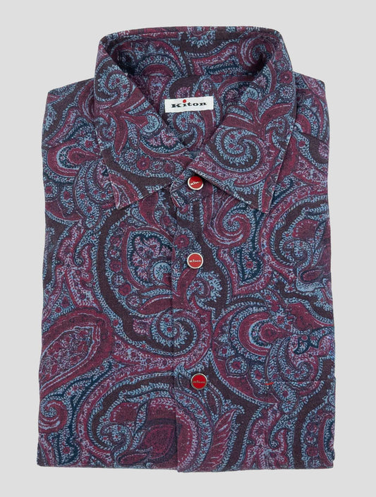 Kiton Burgundy Cotton Ciro Shirt