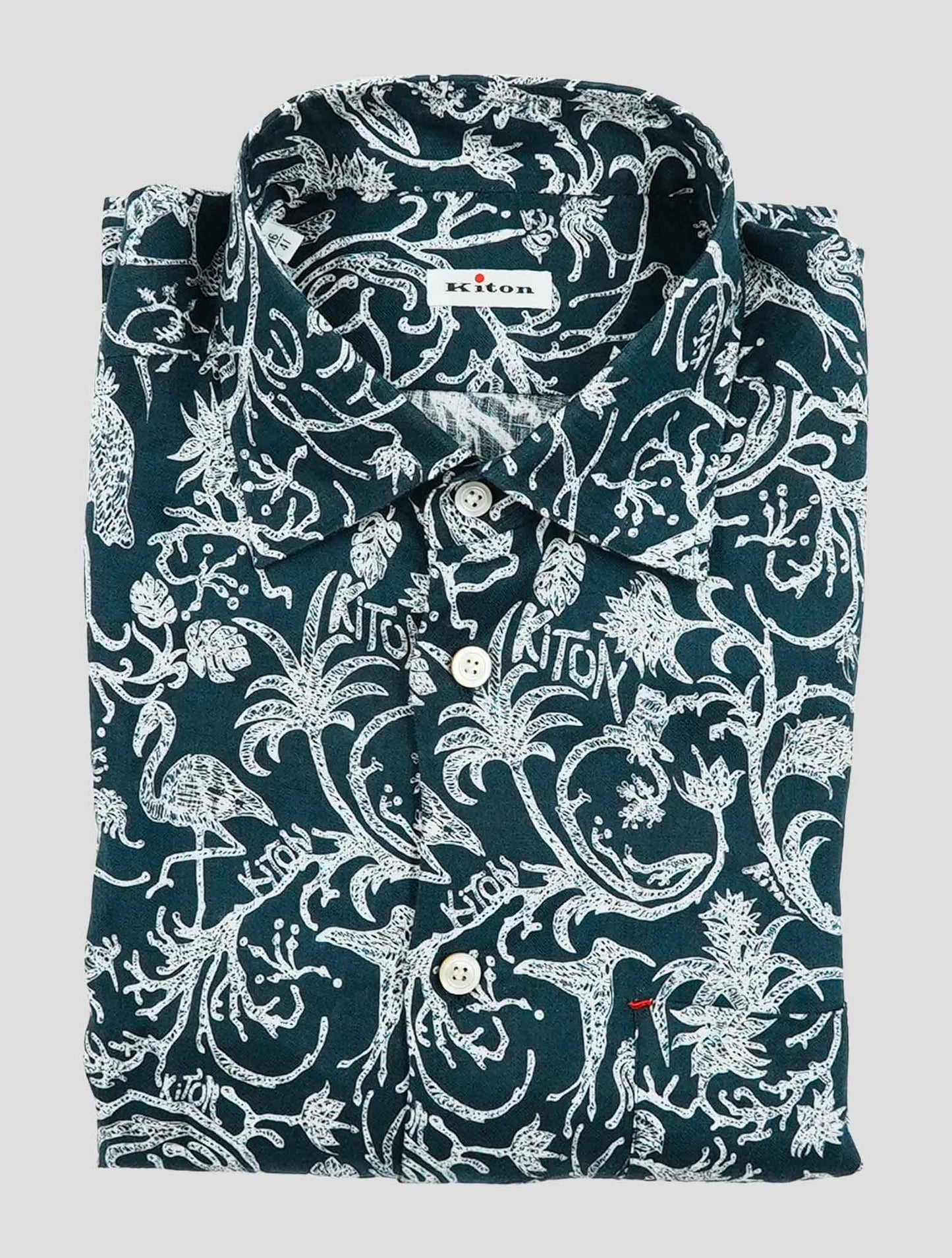 Kiton Blue White Cotton Shirt