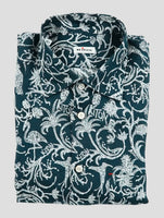 Kiton Blue White Cotton Shirt