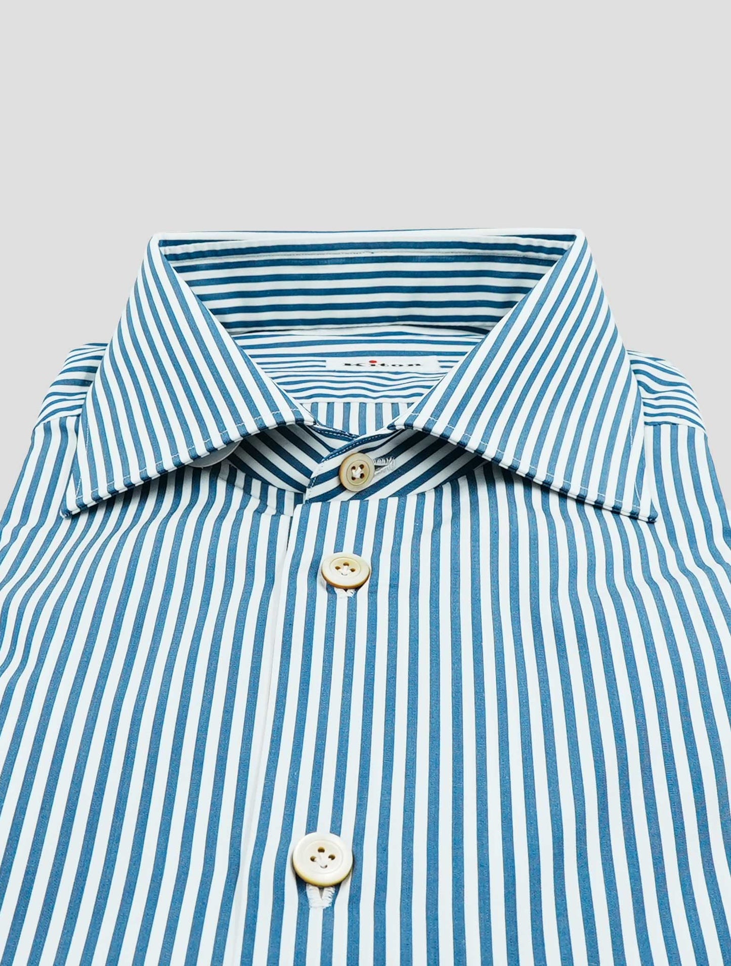Kiton Blue White Cotton Shirt