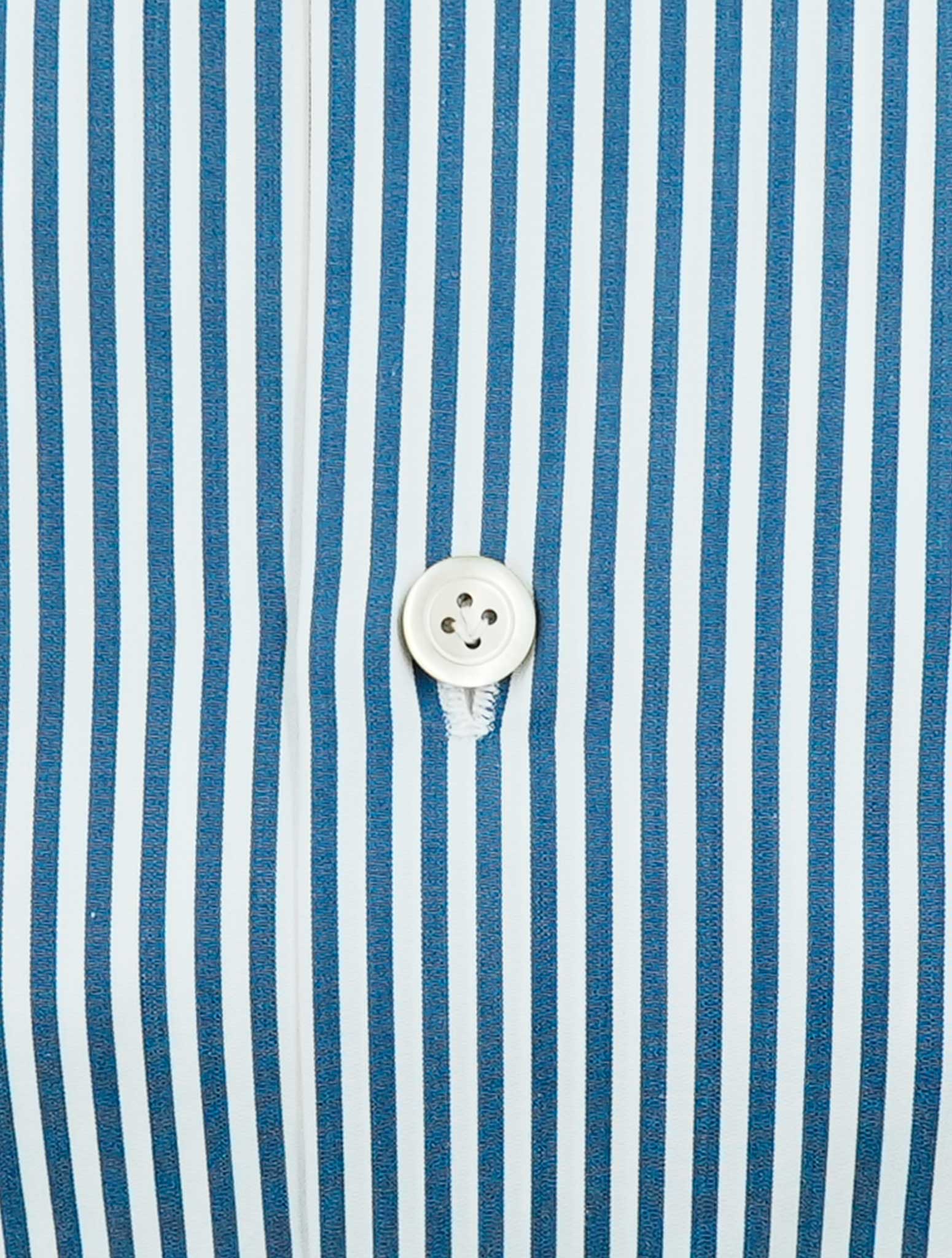 Kiton Blue White Cotton Shirt
