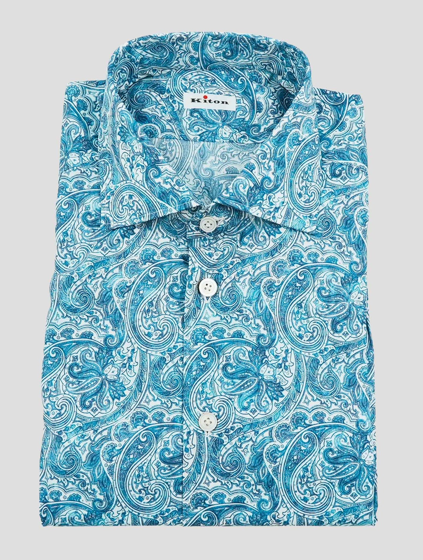 Kiton Blue Cotton Ea Shirt