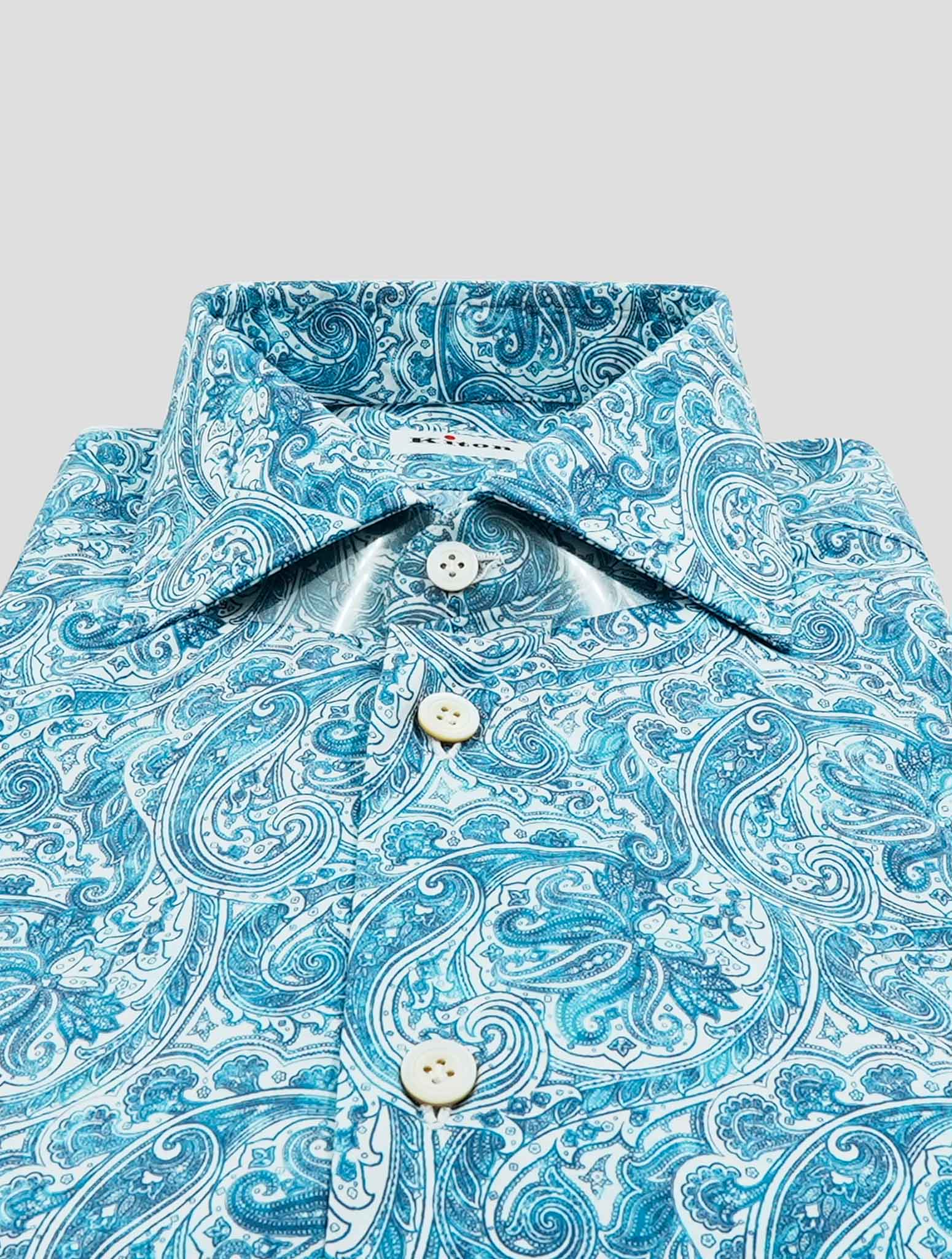 Kiton Blue Cotton Ea Shirt