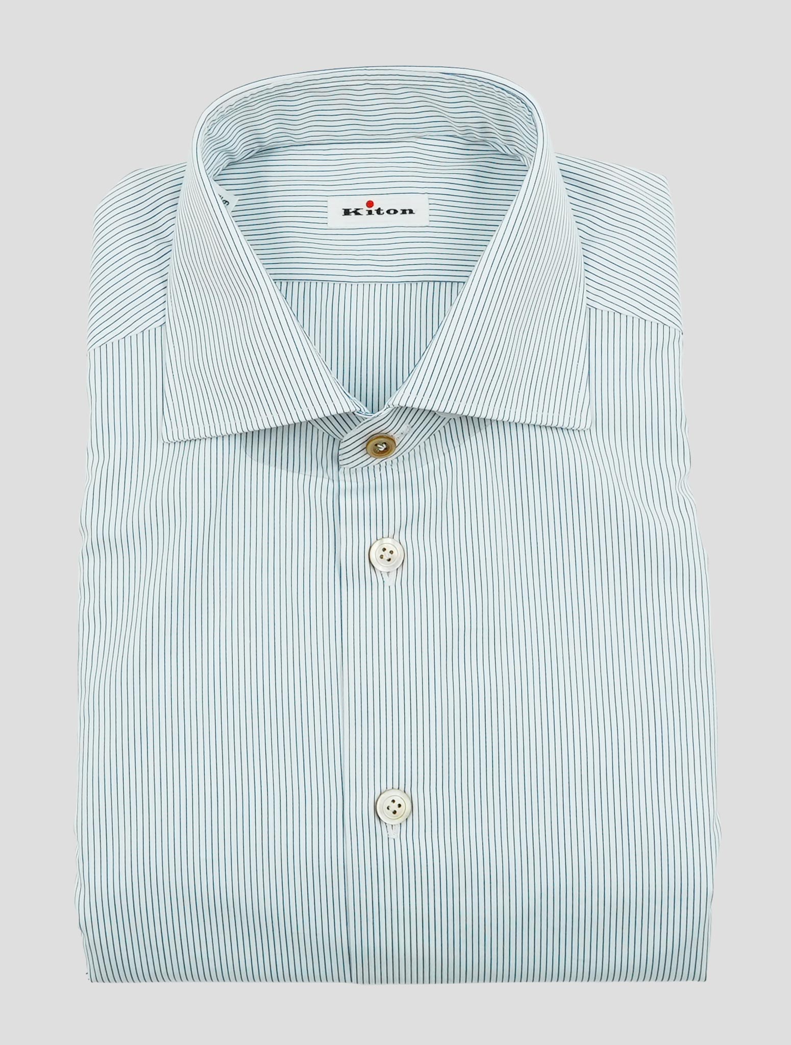 Kiton White Blue Cotton Shirt
