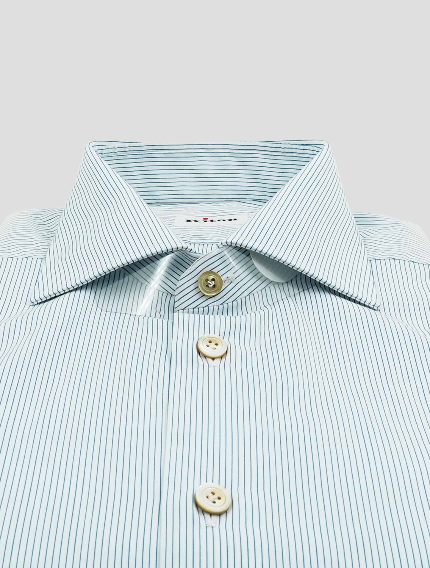Kiton White Blue Cotton Shirt