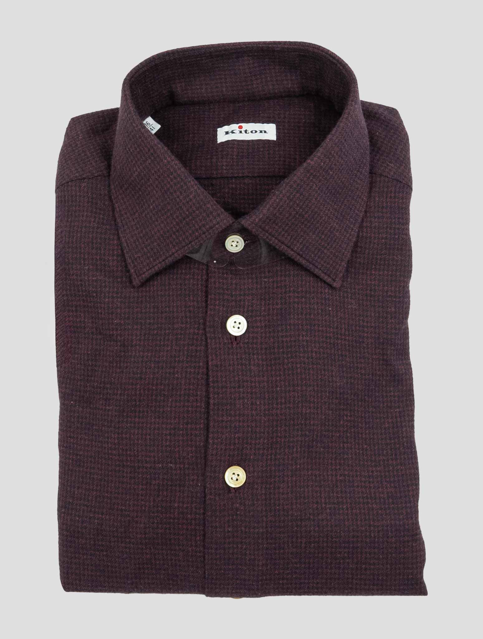 Kiton Burgundy Black Cotton Shirt