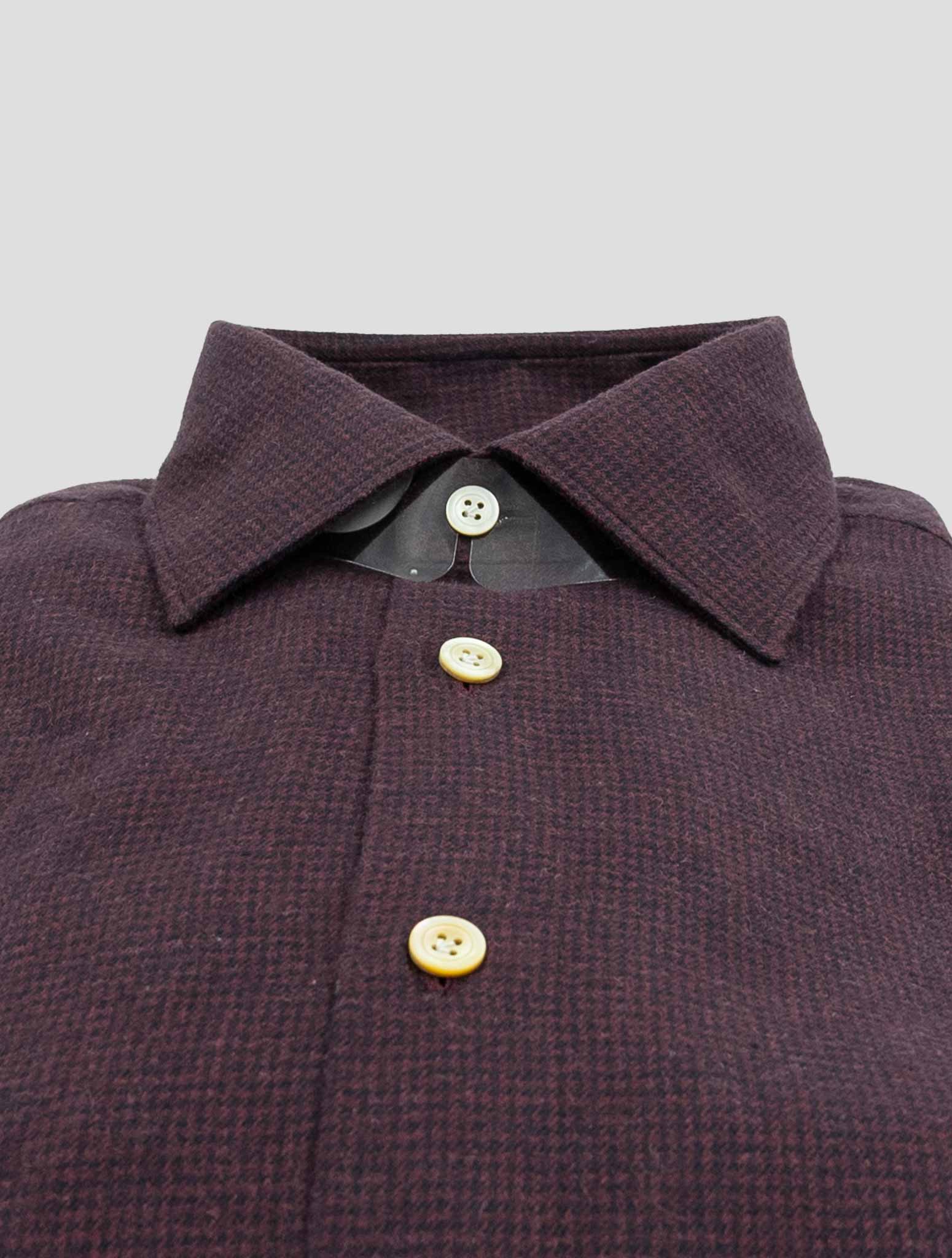 Kiton Burgundy Black Cotton Shirt