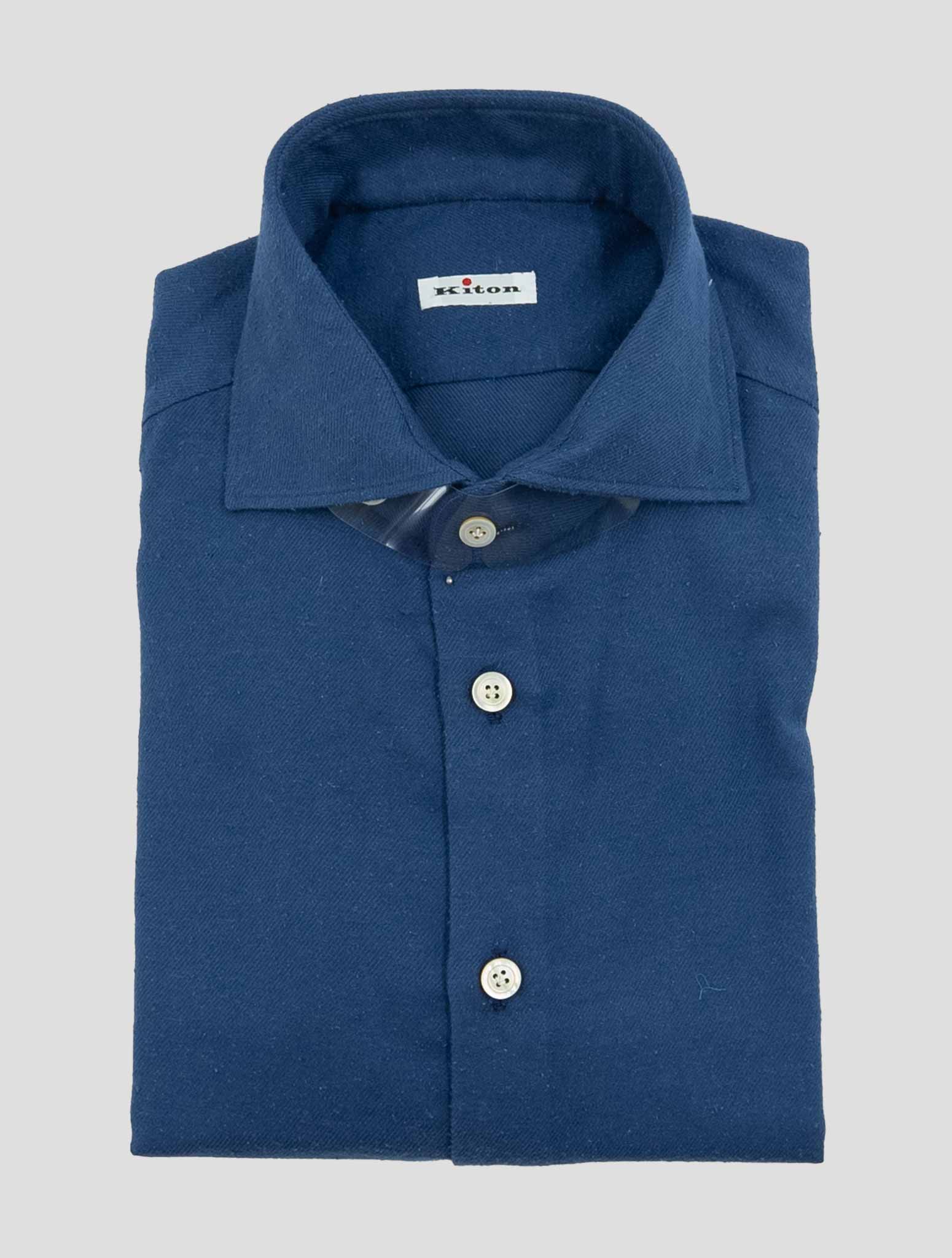 Kiton Blue Cotton Cashmere Shirt