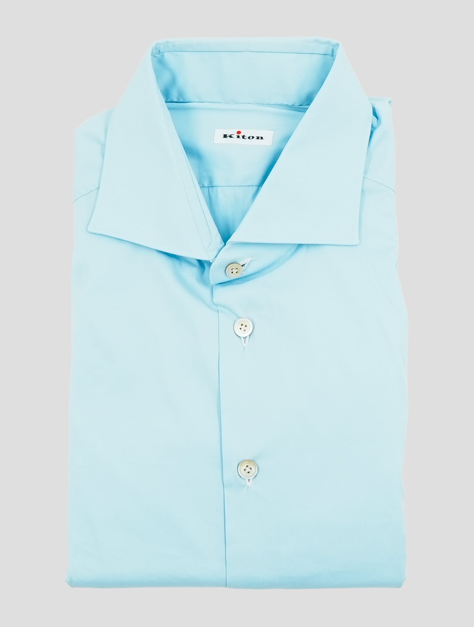 Kiton White Light Blue Cotton Shirt