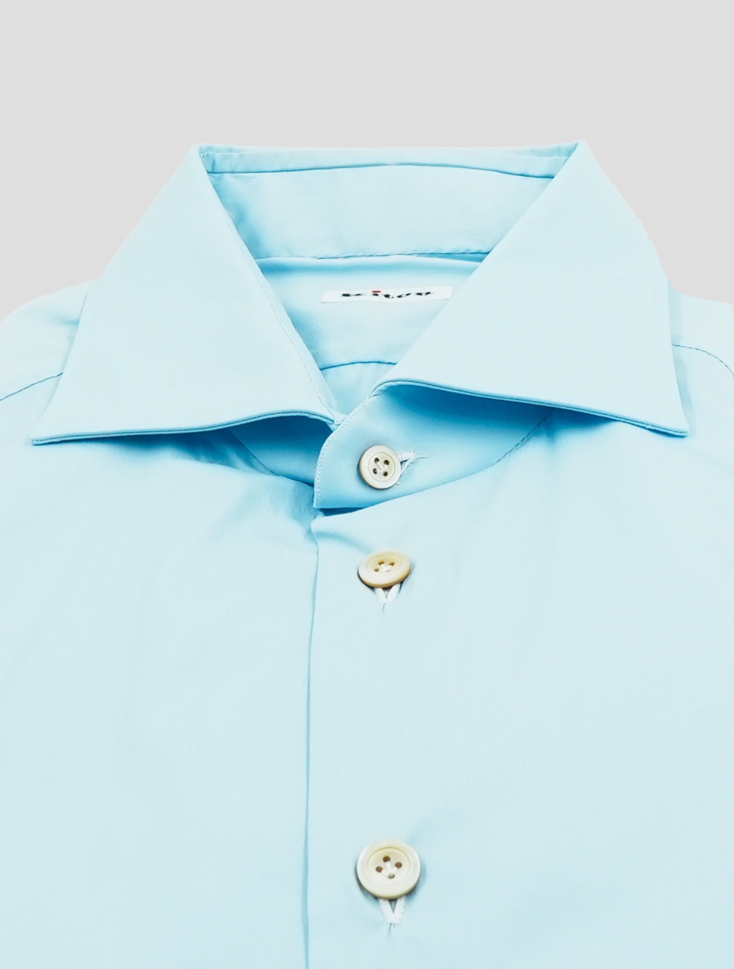 Kiton White Light Blue Cotton Shirt