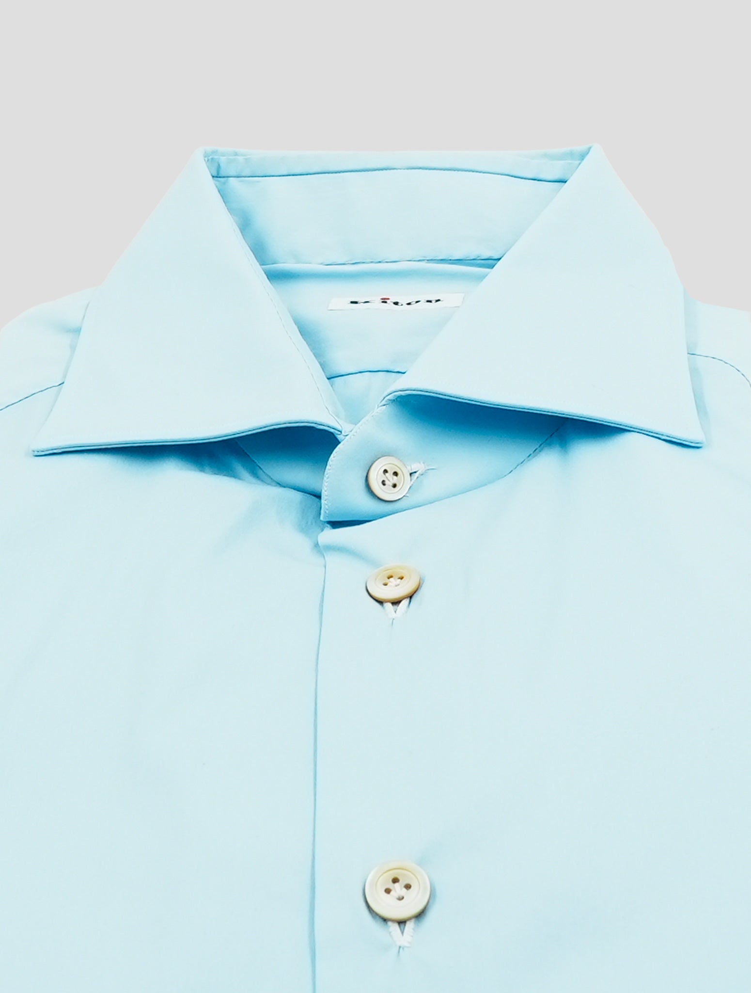 Kiton White Light Blue Cotton Shirt