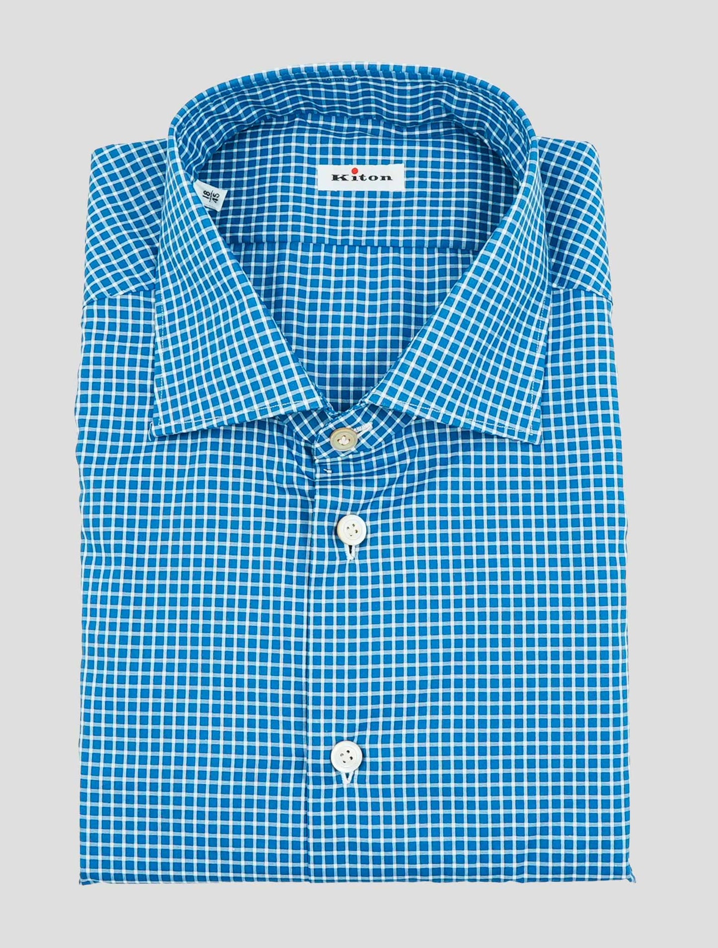 Kiton Blue White Cotton Shirt