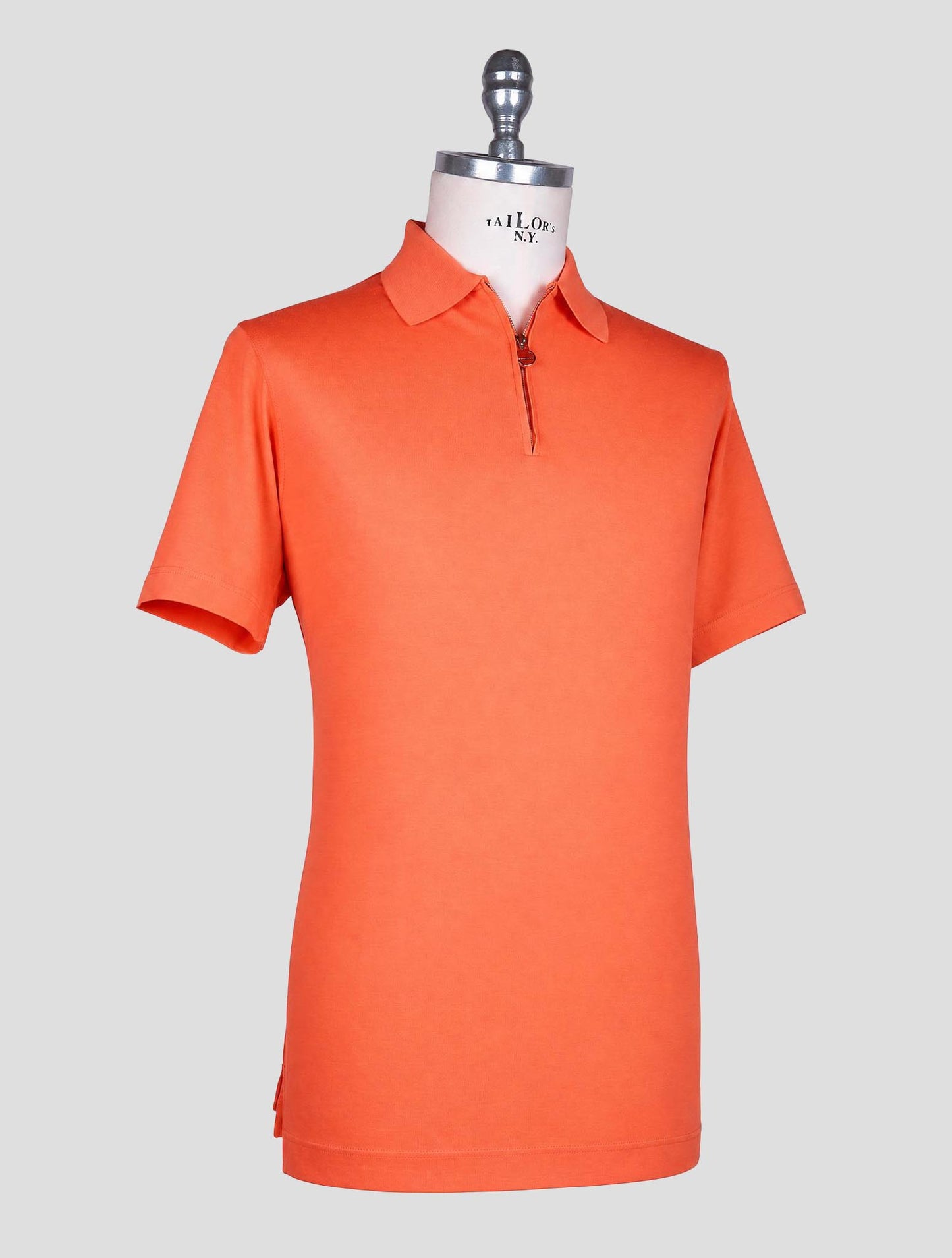Kiton Orange Cotton Polo Half Zip