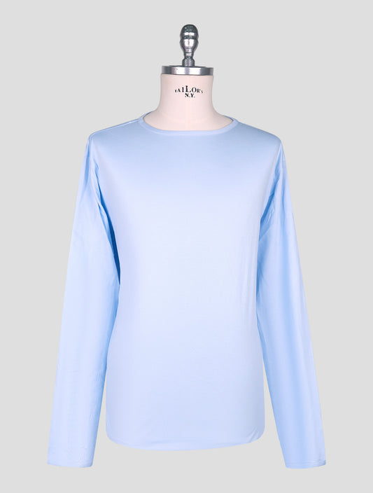 Kiton Knt Light Blue Cotton T-Shirt Long Sleeve