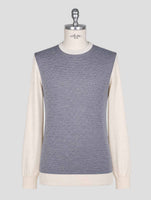 Kiton Blue White Cashmere Silk Sweater Crewneck