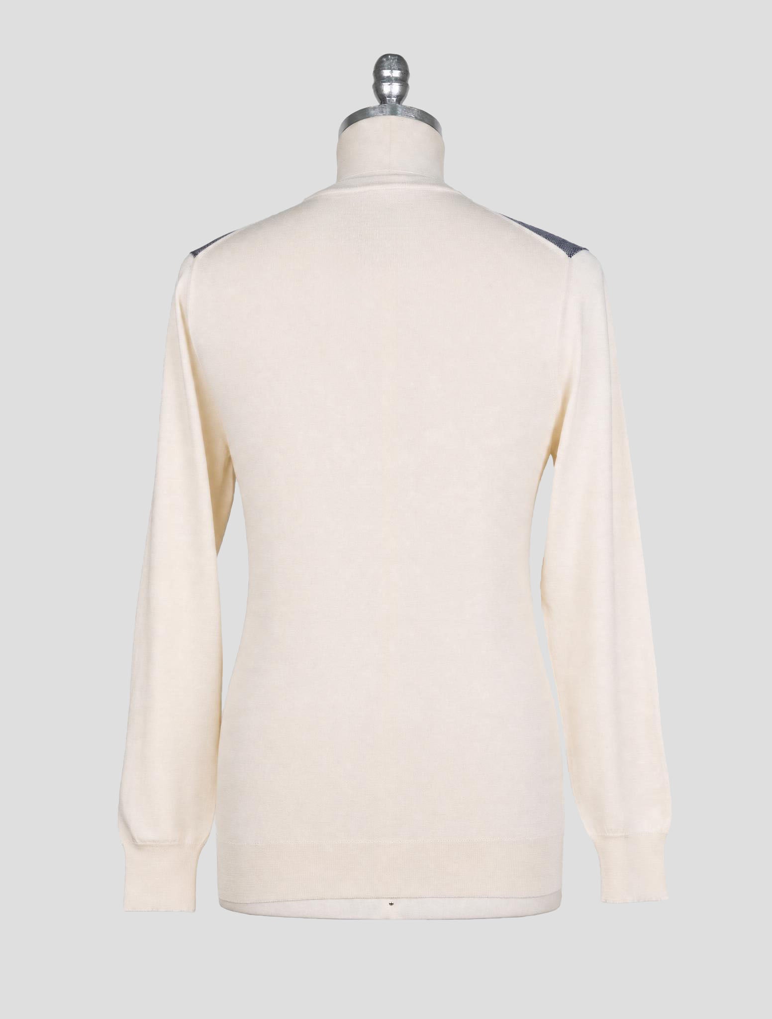 Kiton Blue White Cashmere Silk Sweater Crewneck