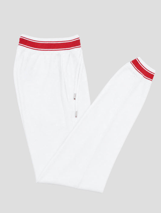 Kiton White Red Cotton Jogging Pants