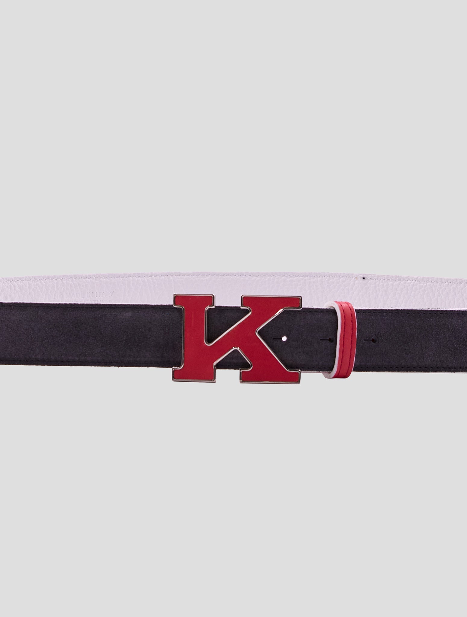 Kiton Gray Leather Leather Suede Belt