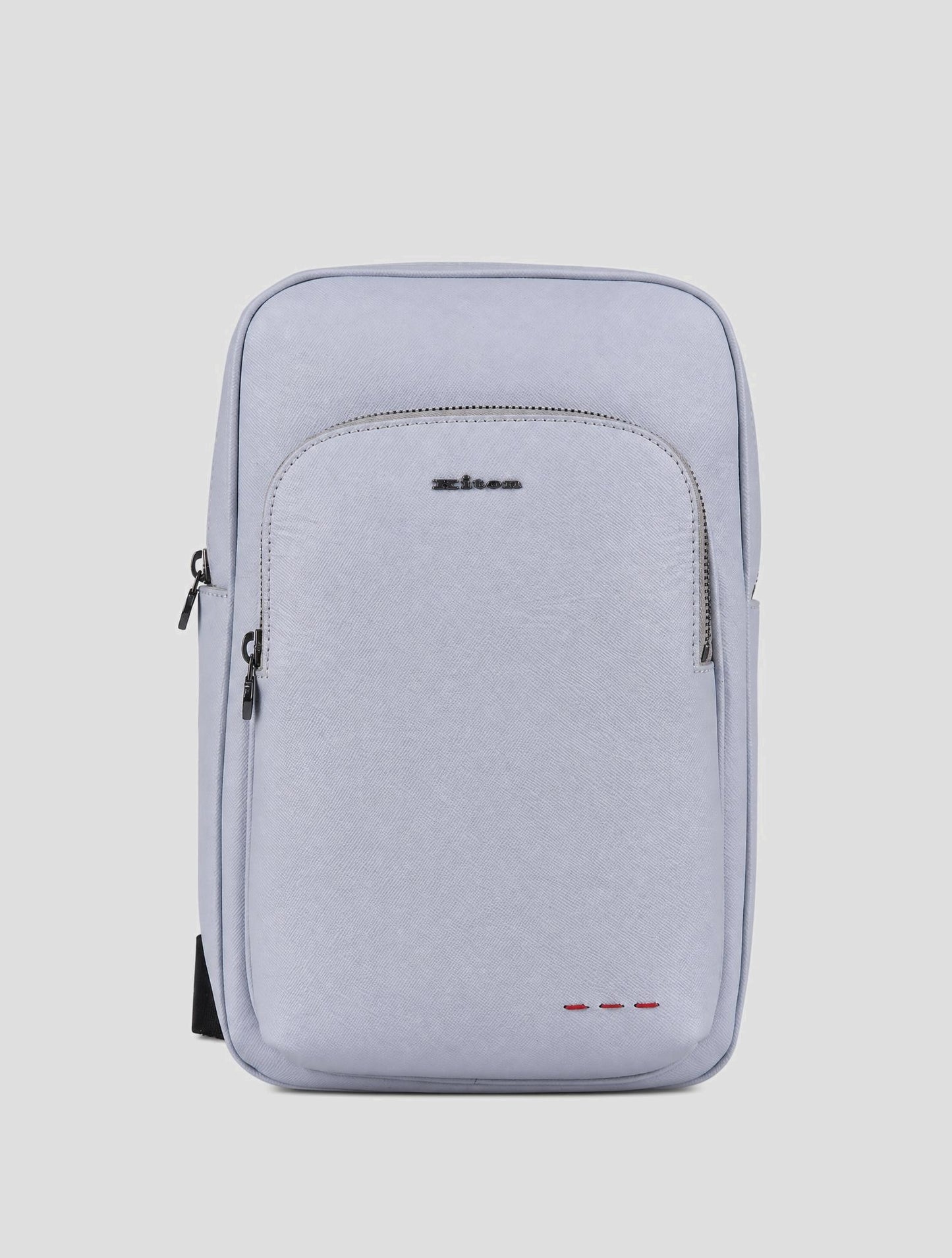Kiton Gray Leather Purse Bag