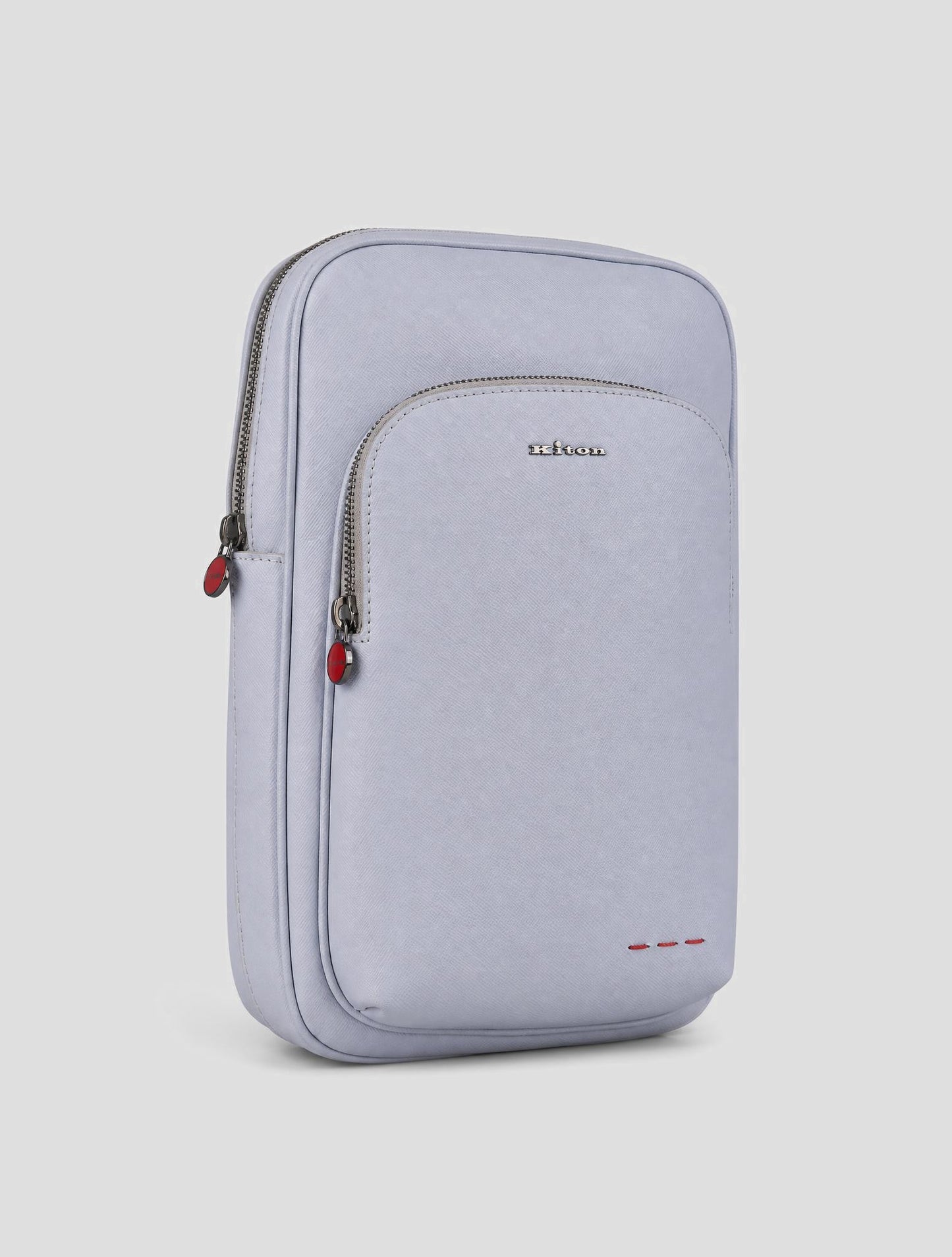 Kiton Gray Leather Purse Bag