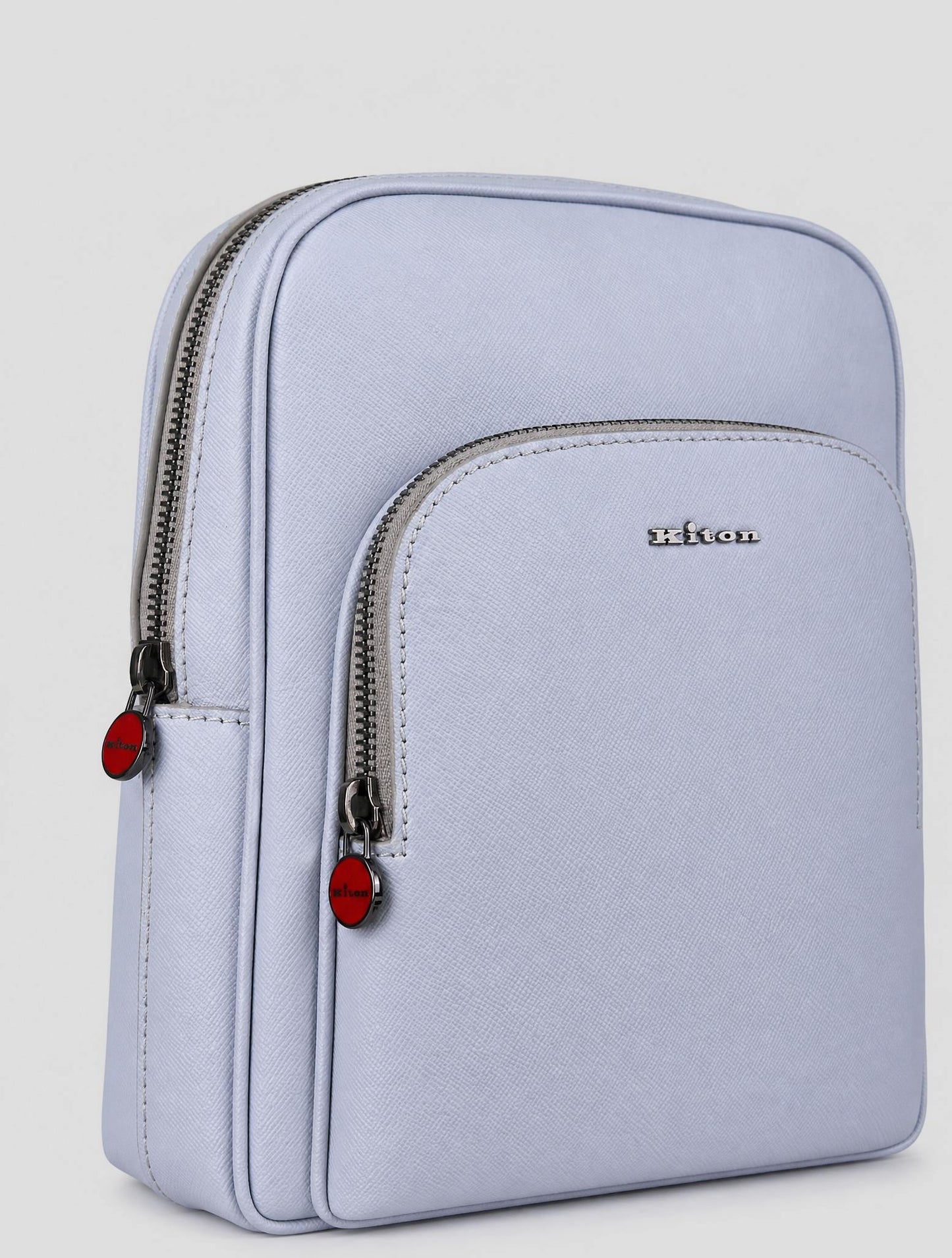 Kiton Gray Leather Purse Bag