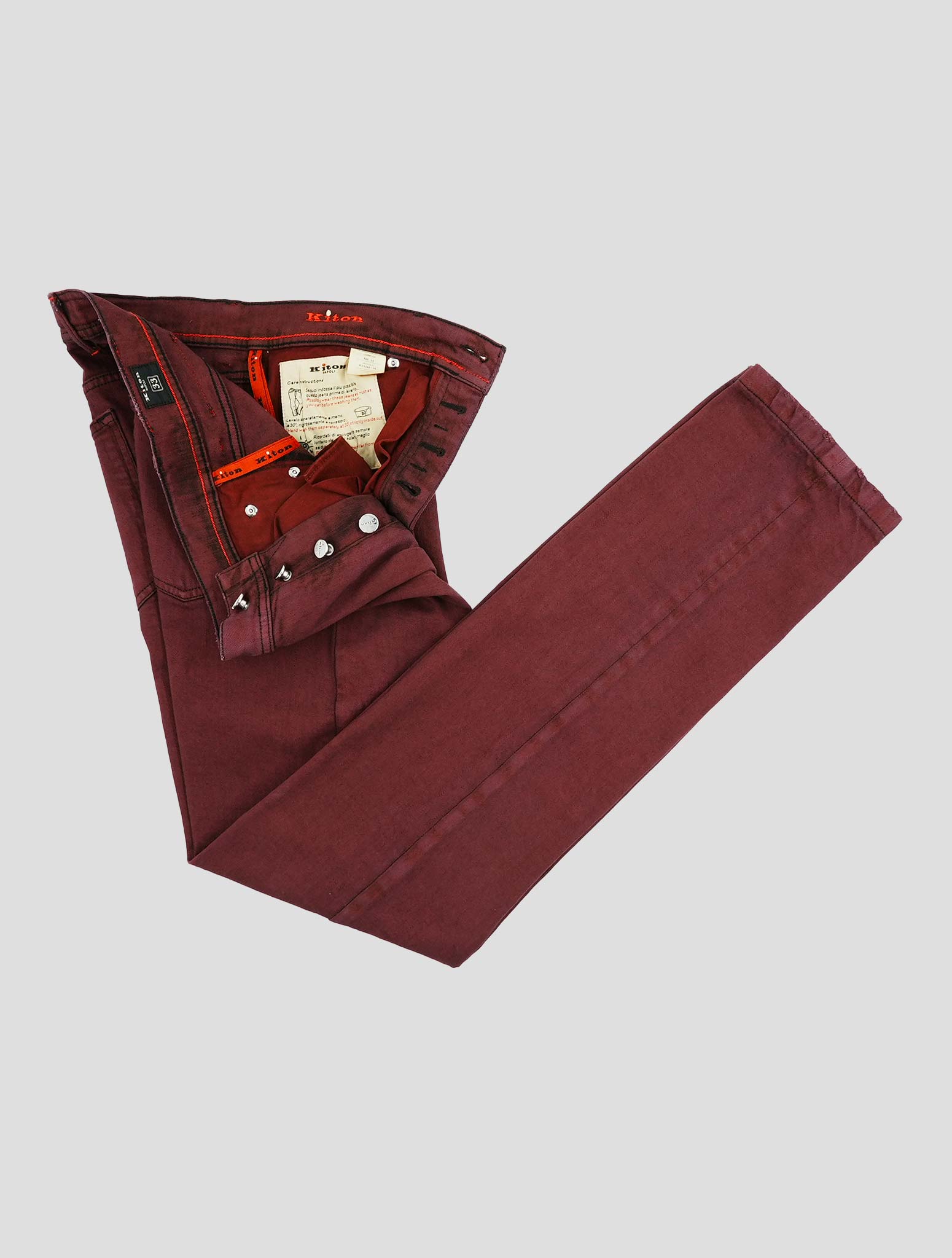 Kiton Burgundy Cotton Ea Jeans