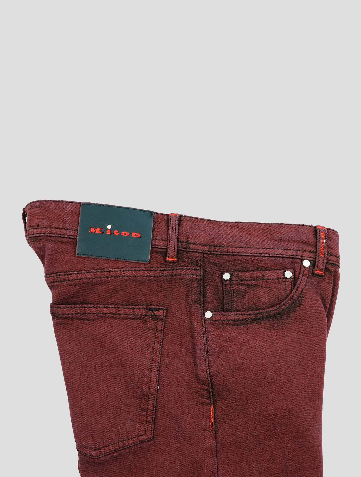 Kiton Burgundy Cotton Ea Jeans