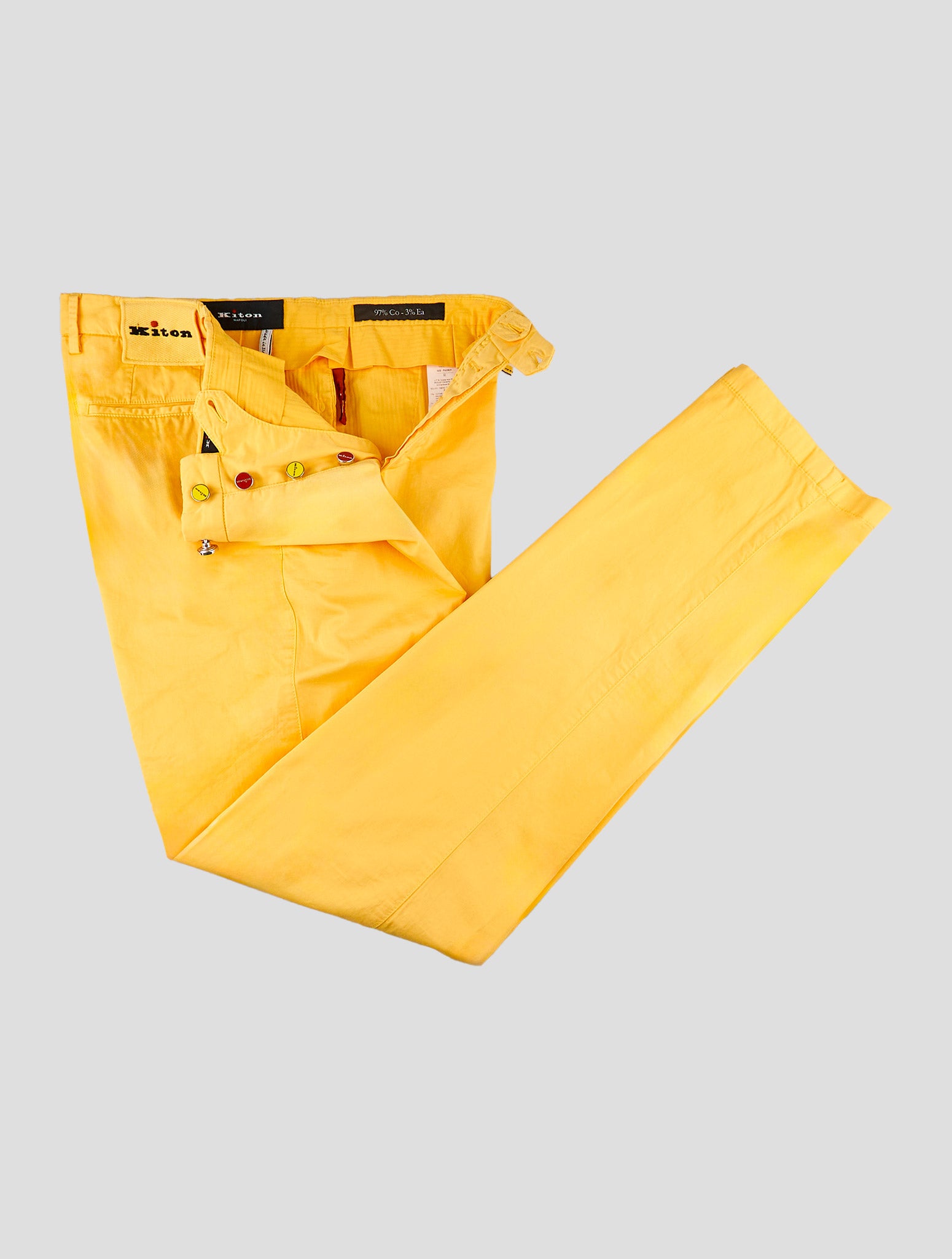 Kiton Yellow Cotton Ea Pants
