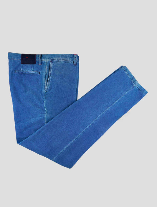Kiton Light Blue Cotton Cashmere Ea Velvet Pants