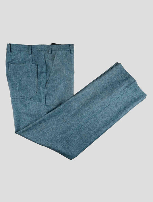 Kiton Blue Virgin Wool Cashmere Pa Ea Dress Pants
