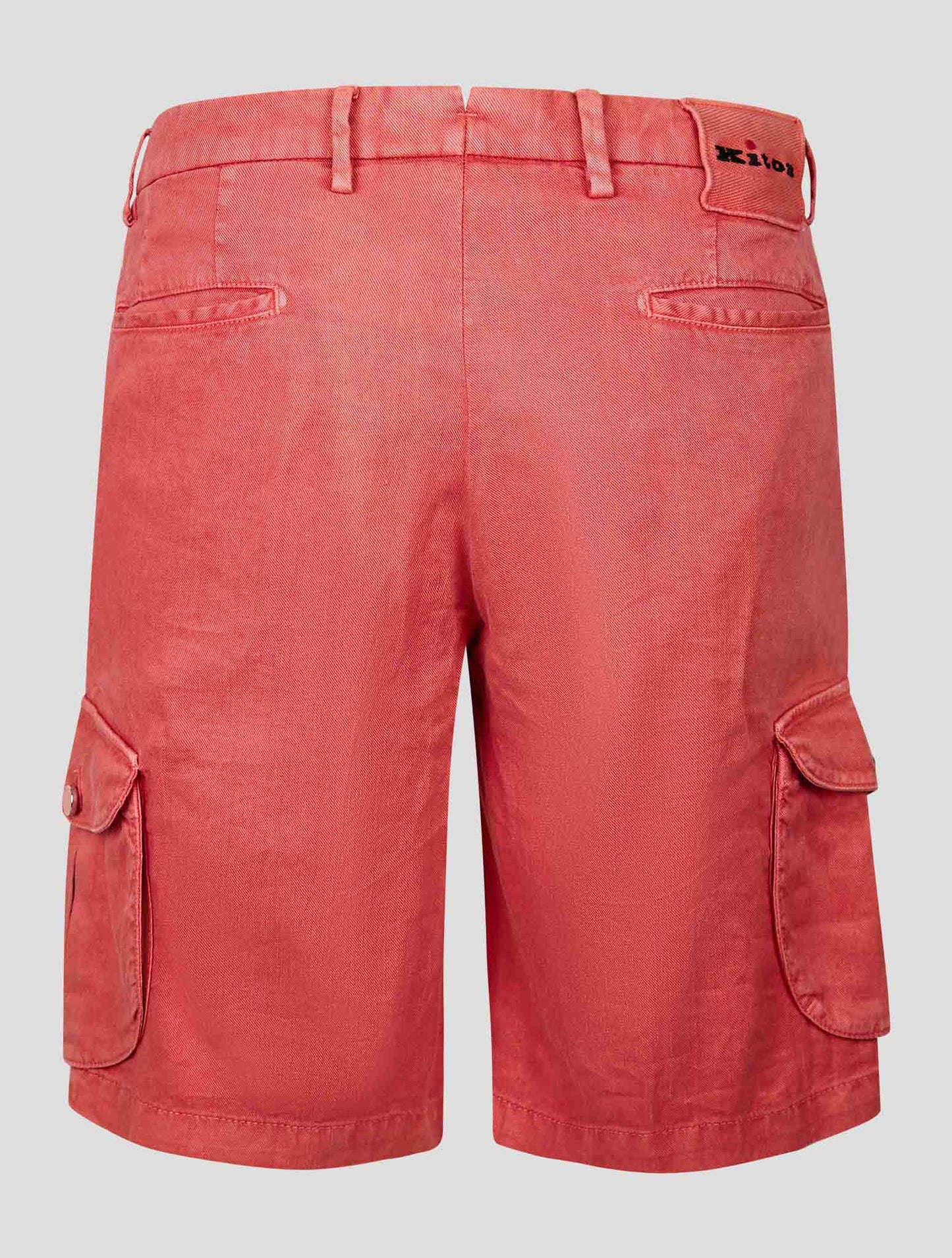 Kiton Red Linen Cotton Ea Cargo Pants