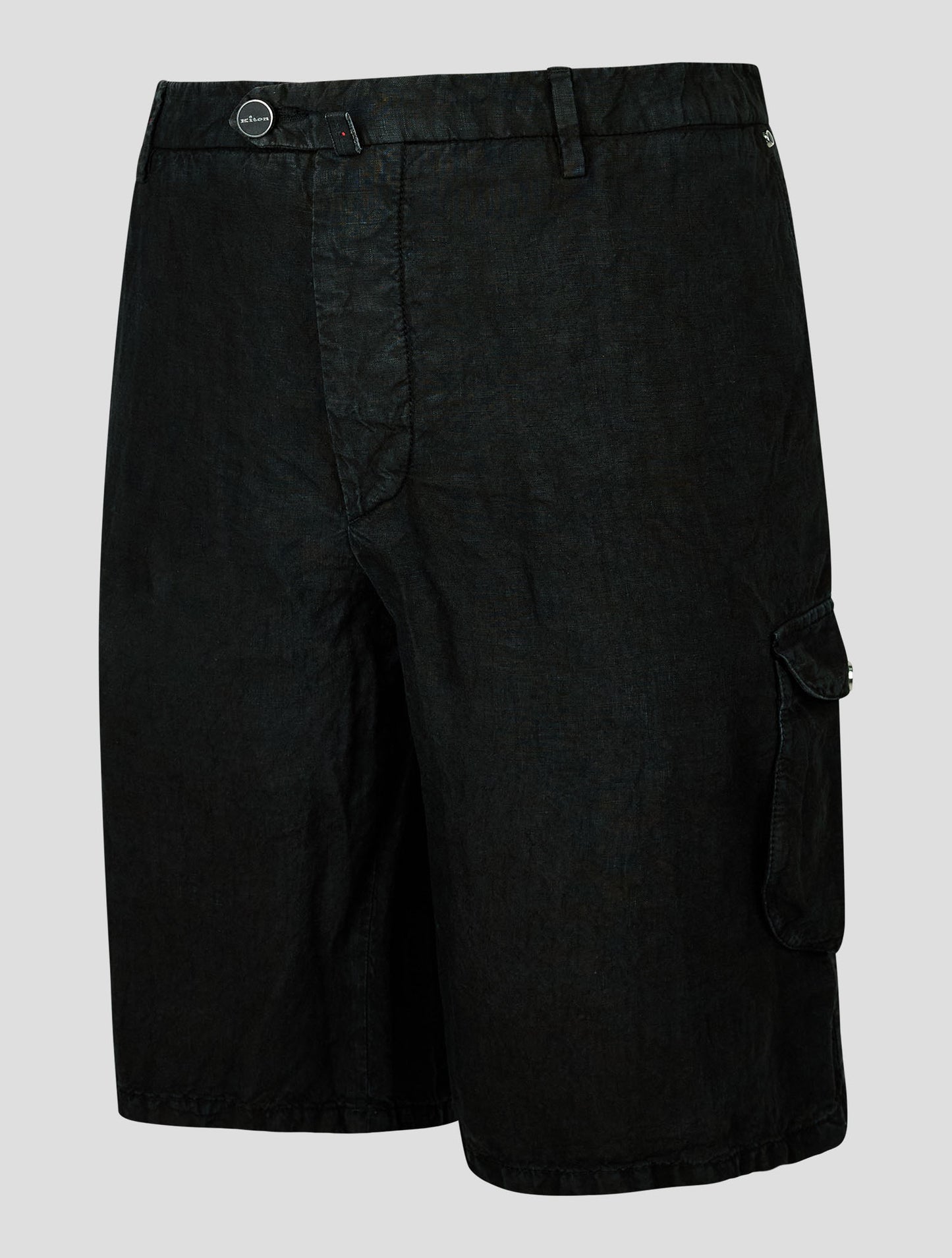 Kiton Black Linen Cargo Pants