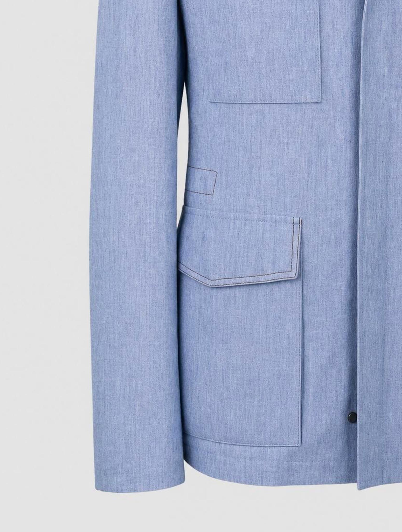 Kiton Light Blue Linen Coat