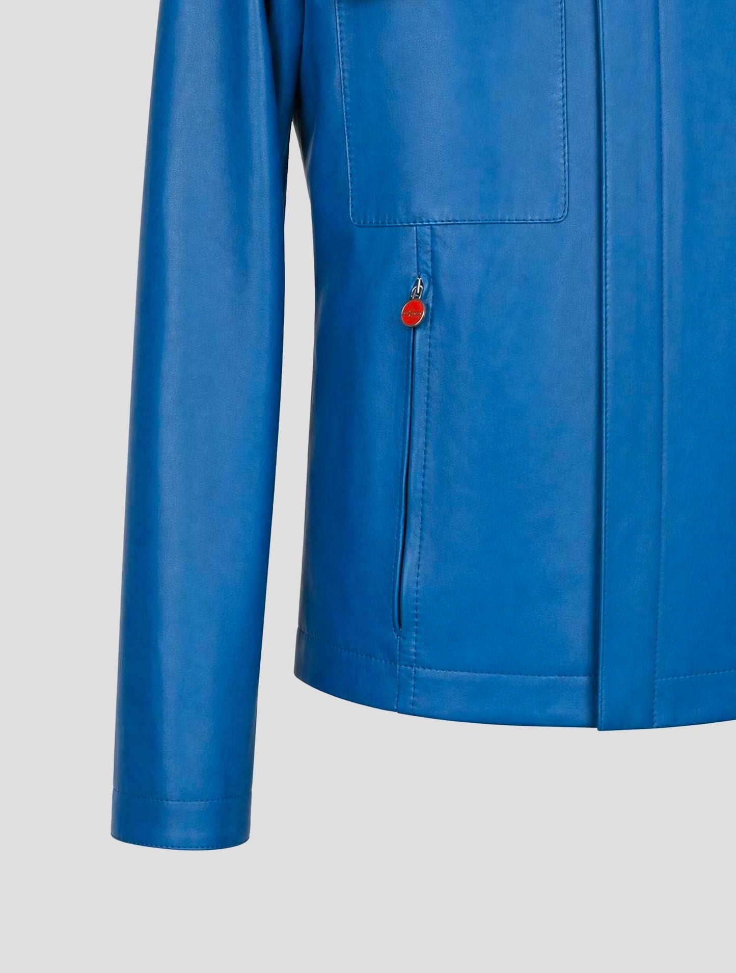 Kiton Blue Leather Coat
