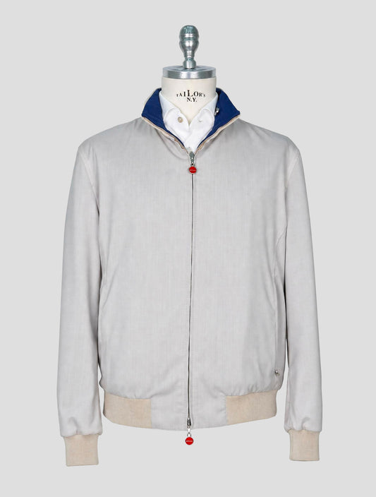 Kiton Gray Blue Virgin Wool Pa Reverse Coat
