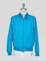 Kiton Light Blue Leather Calf Coat