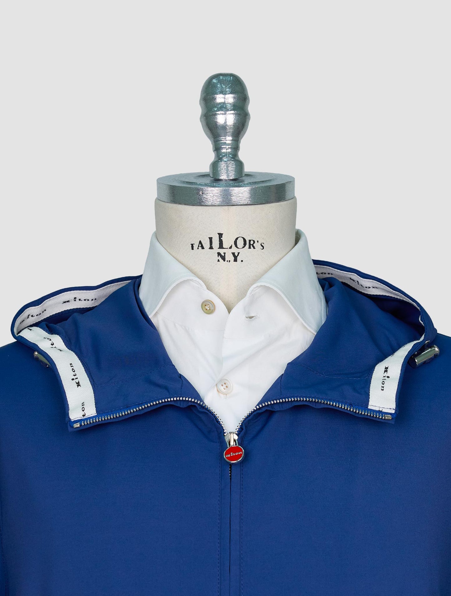 Kiton Blue Cotton Virgin Wool Coat