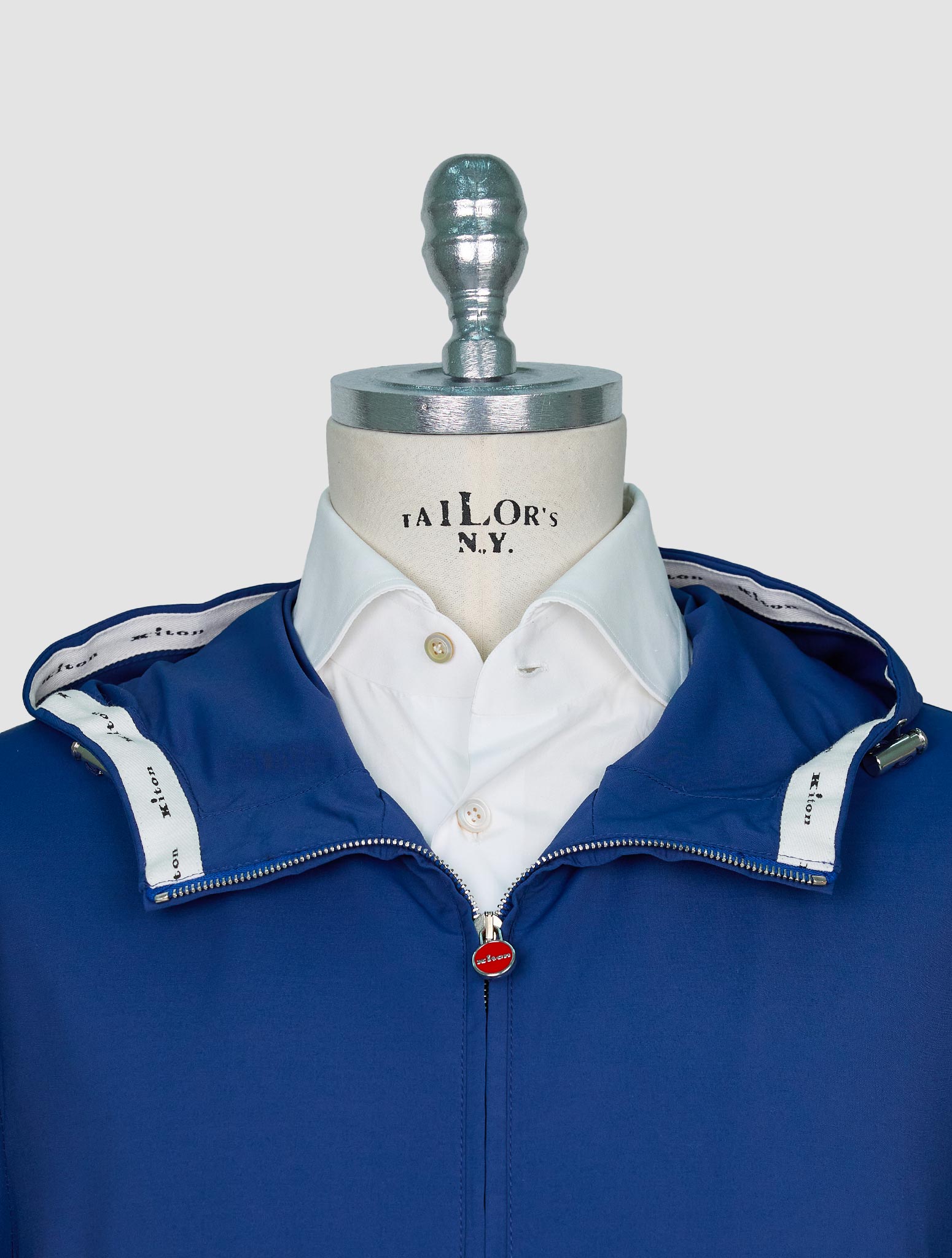 Kiton Blue Cotton Virgin Wool Coat