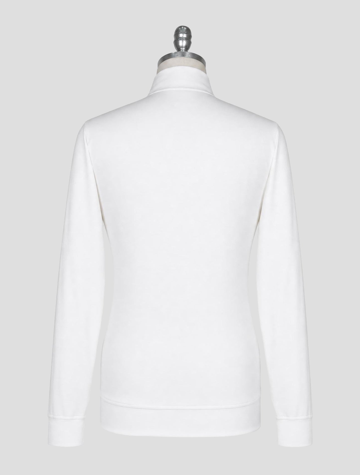 Kiton White Cotton Sweater Full Zip
